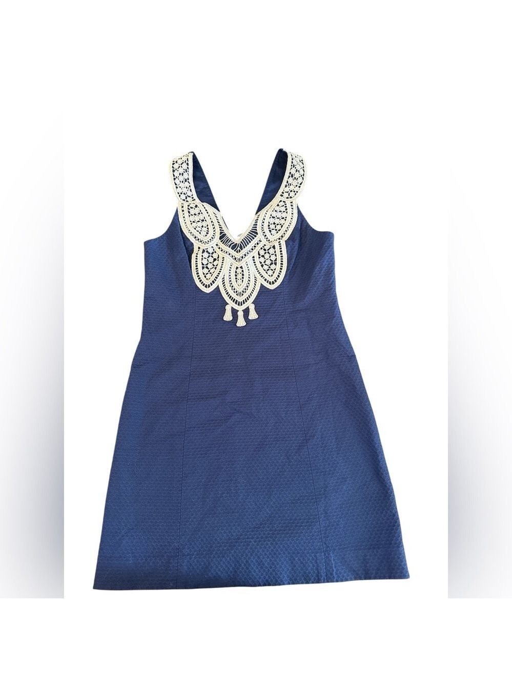 Lilly Pulitzer True Navy Gold Shimmer Embroidered Shift Dress 2 EUC - Picture 3 of 9